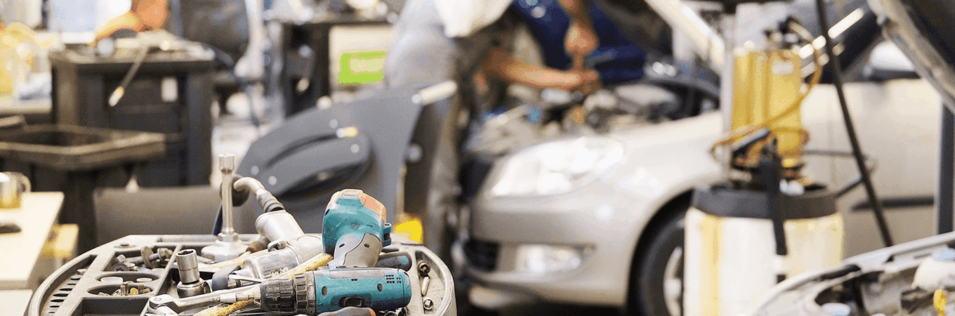 Mechanic repairing car